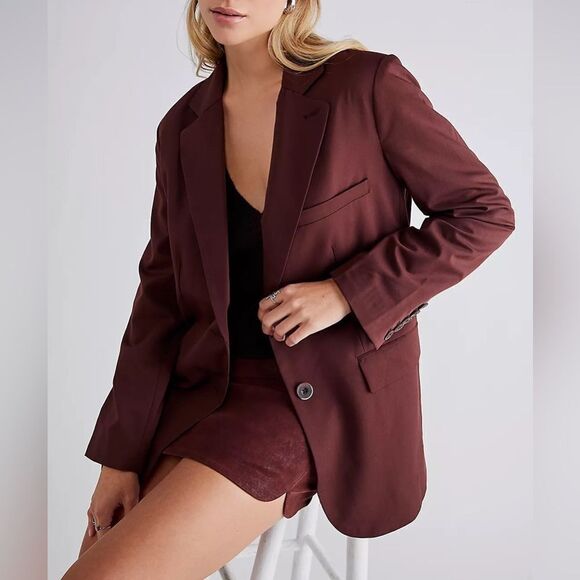 Free People Jay Blazer Jacket in Chocolate Brown Size S NWT - Picture 1 of 3